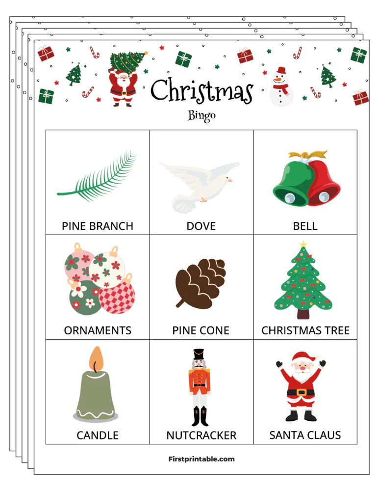 Christmas Bingo Cards 02 - Half Page - 3x3 (24 Cards)