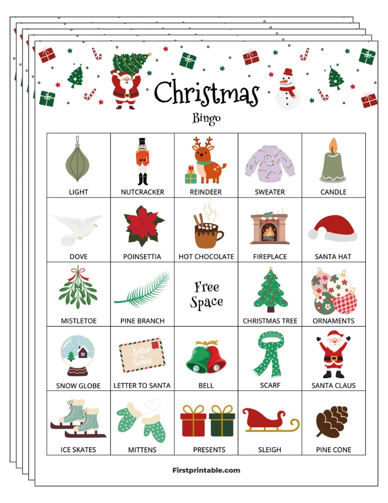 Christmas Bingo Cards 02 - Half Page - 5x5 (24 Cards)