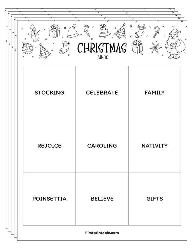 Christmas Bingo Cards 03 - Half Page - 3x3 (24 Cards)