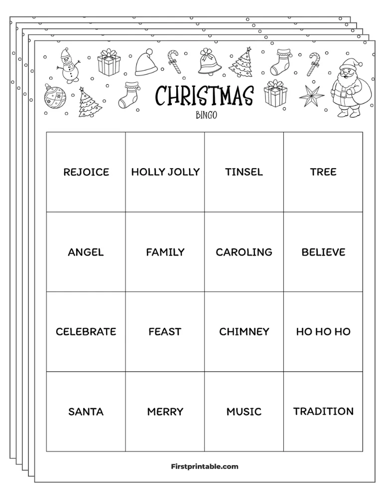Christmas Bingo Cards 03 - Half Page - 4x4 (24 Cards)