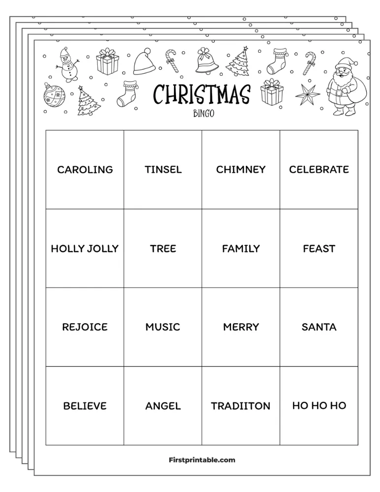 Christmas Bingo Cards 03 - 4x4 (24 Cards)