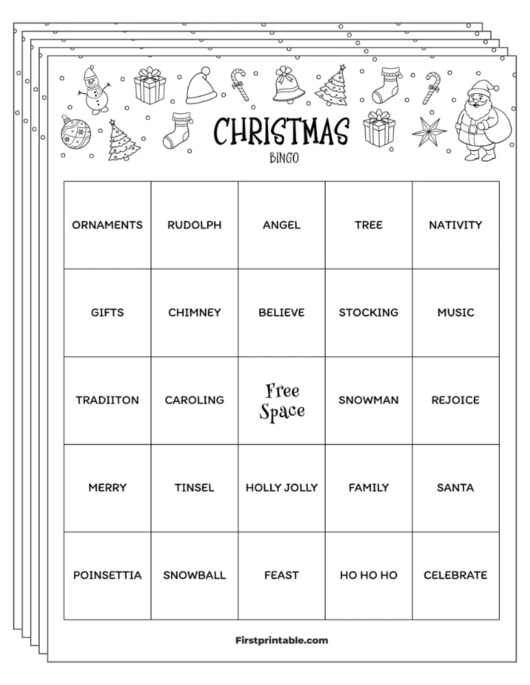 Christmas Bingo Cards 03 - Half Page - 5x5 (24 Cards)