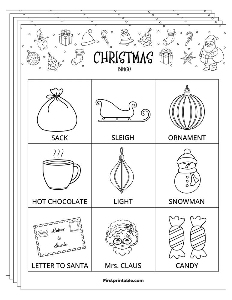 Christmas Bingo Cards 04 - 3x3 (24 Cards)