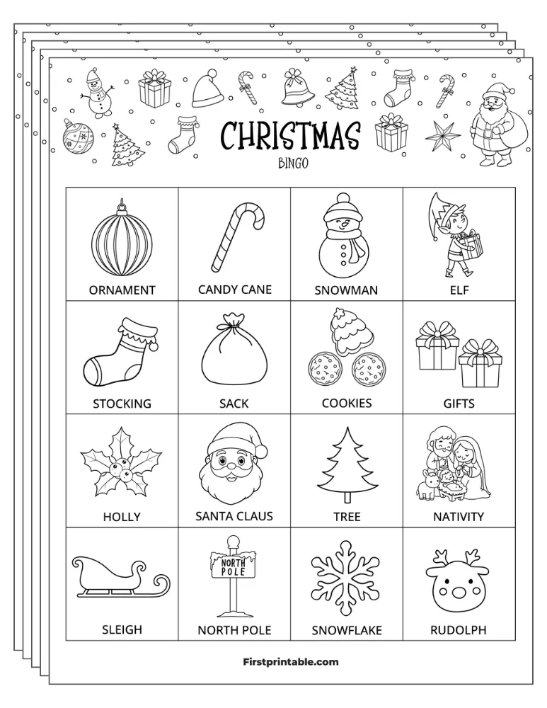 Christmas Bingo Cards 04 - Half Page - 4x4 (24 Cards)