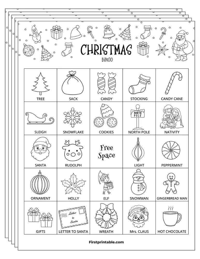 Christmas Bingo Cards 04 - Half Page - 5x5 (24 Cards)