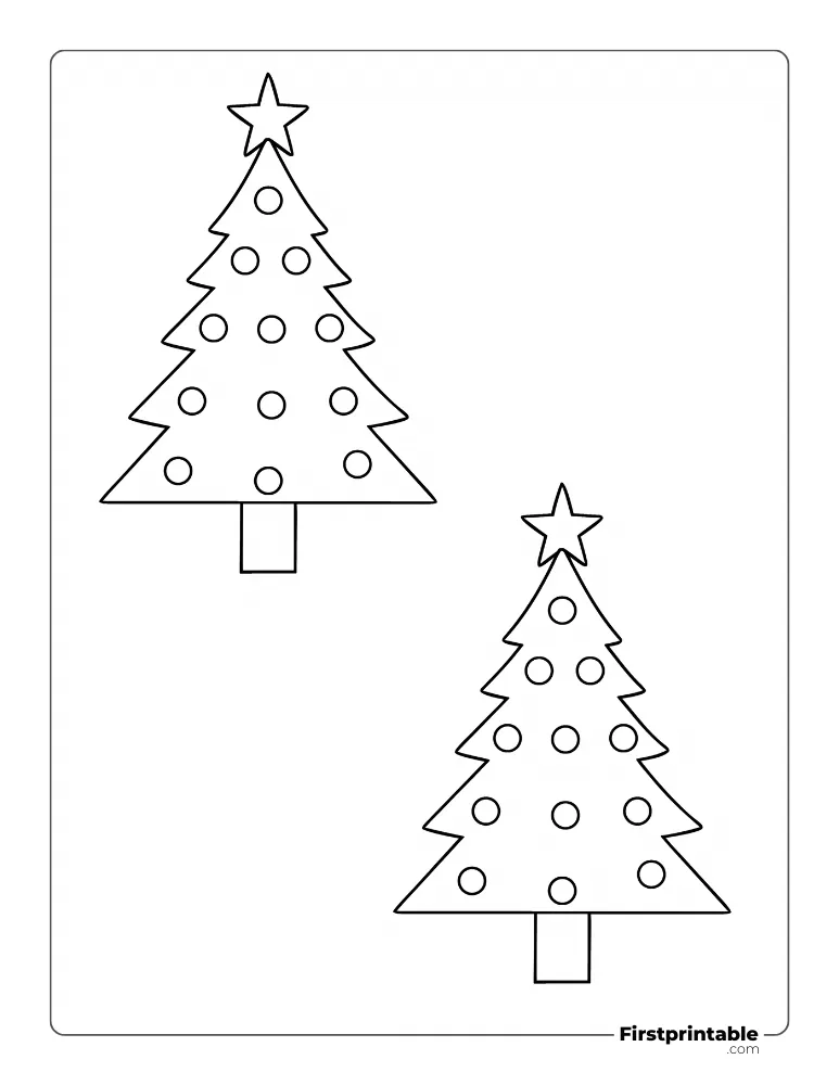 Xmas Tree - Ornaments - Medium Outline