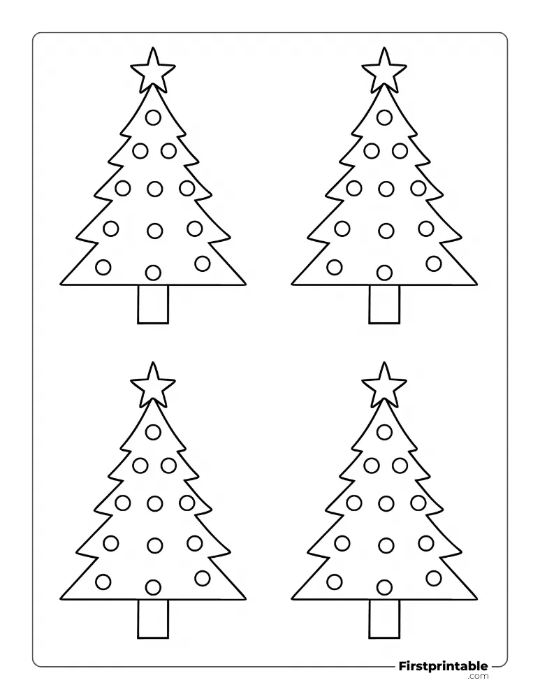 Xmas Tree - Ornaments - Small Outline