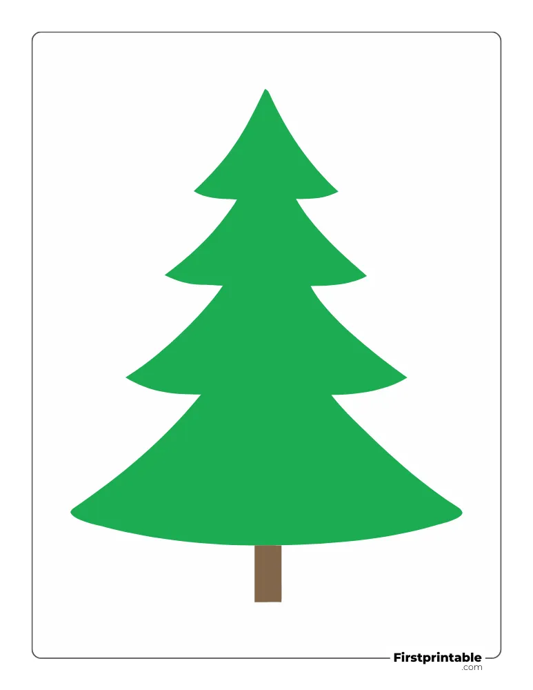 Curved Christmas Tree Template - Large Colored