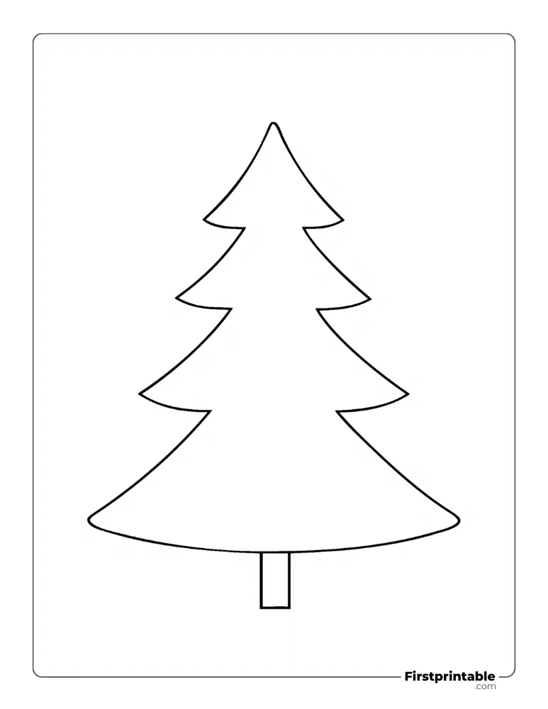Curved Christmas Tree Template - Large Outline