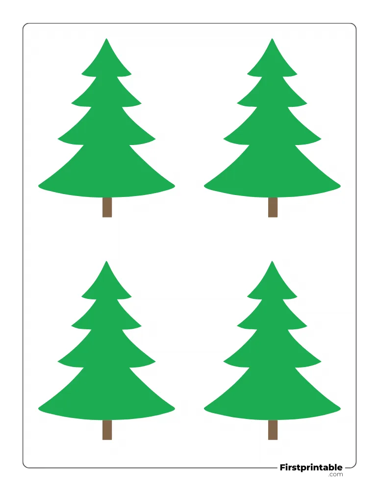Curved Christmas Tree Template - Small Colored