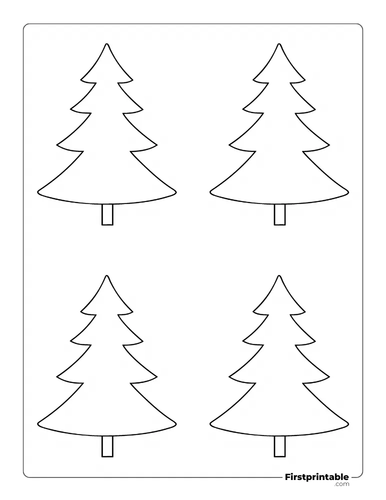 Curved Christmas Tree Template - Small Outline
