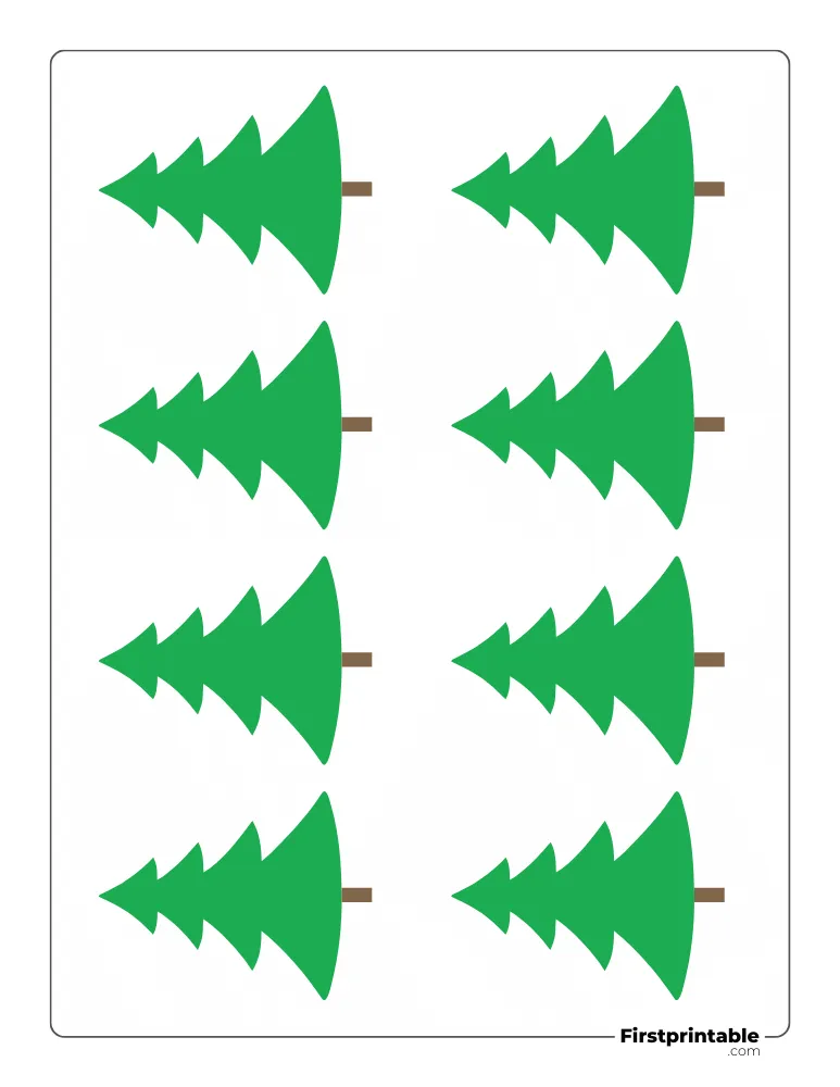 Curved Christmas Tree Template - XS Colored
