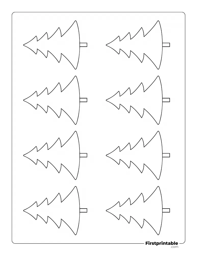 Curved Christmas Tree Template - XS Outline
