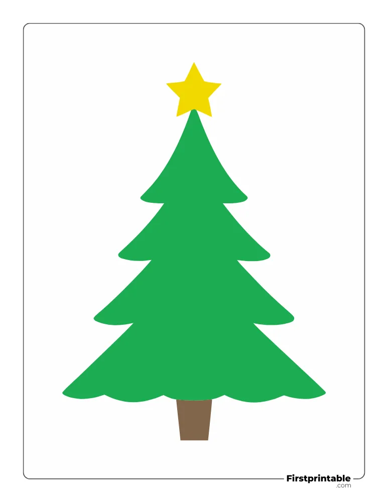 Xmas Tree Template with Star - Large Colored