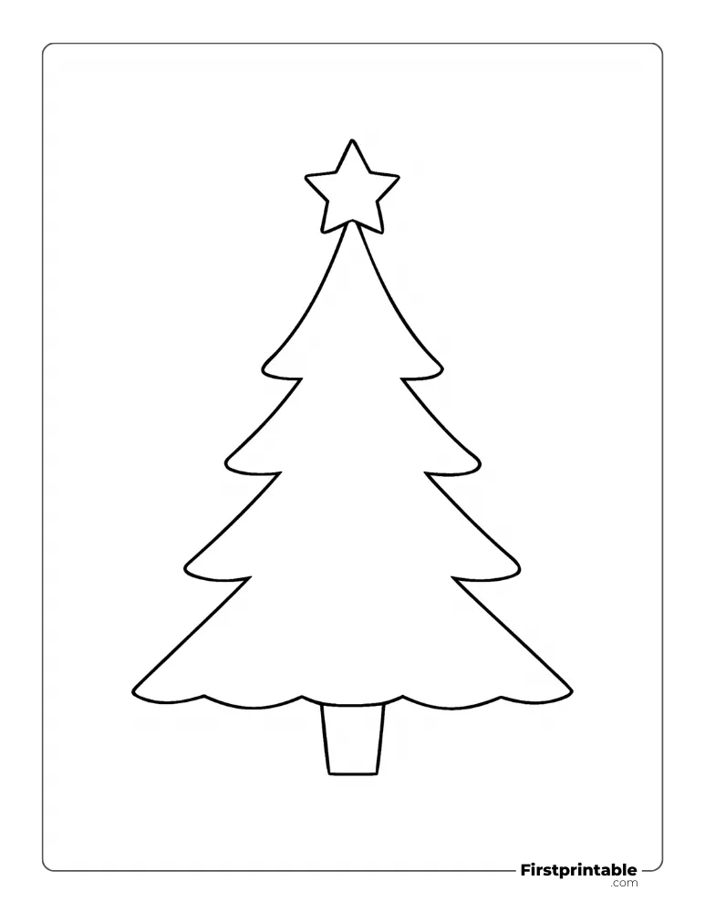 Xmas Tree Template with Star - Large Outline