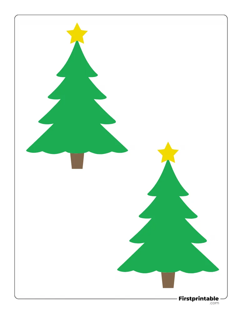 Xmas Tree Template with Star - Medium Colored