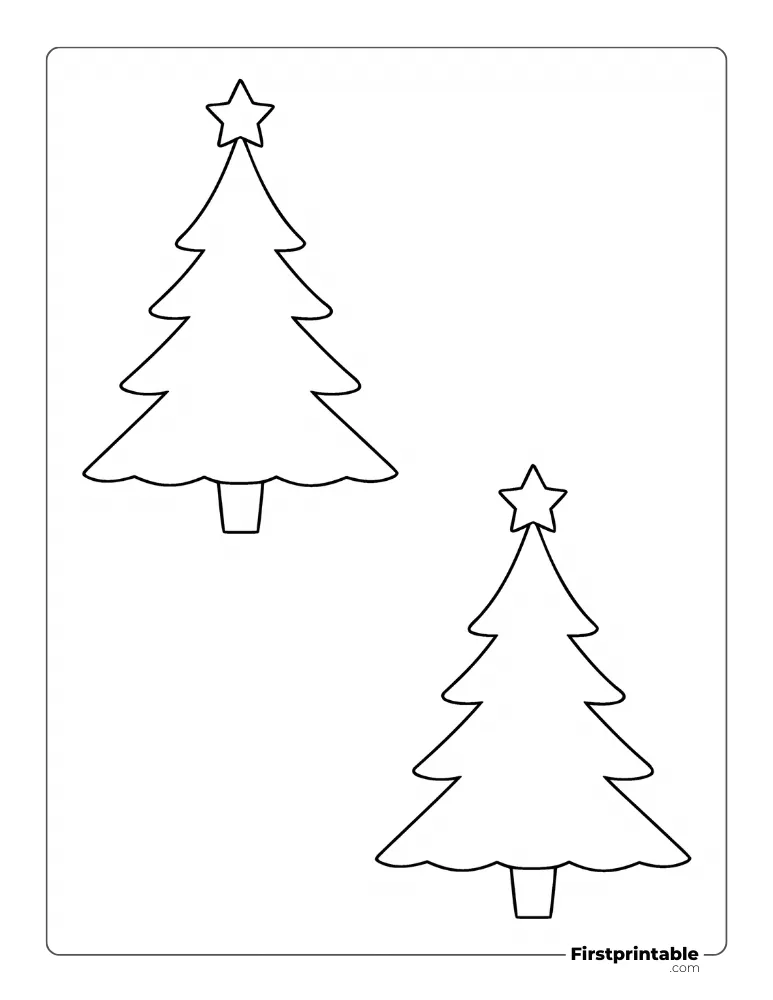 Xmas Tree Template with Star - Medium Outline