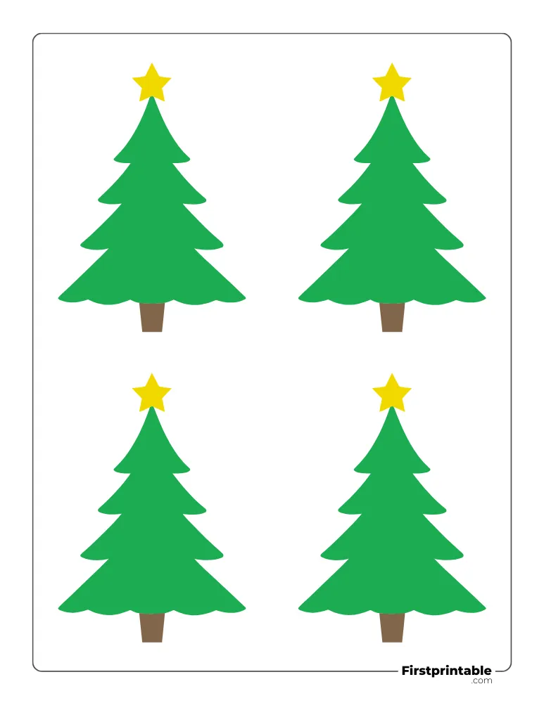 Xmas Tree Template with Star - Small Colored