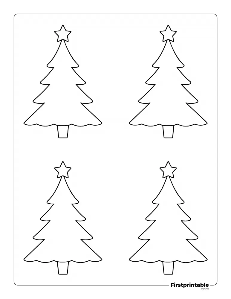 Xmas Tree Template with Star - Small Outline