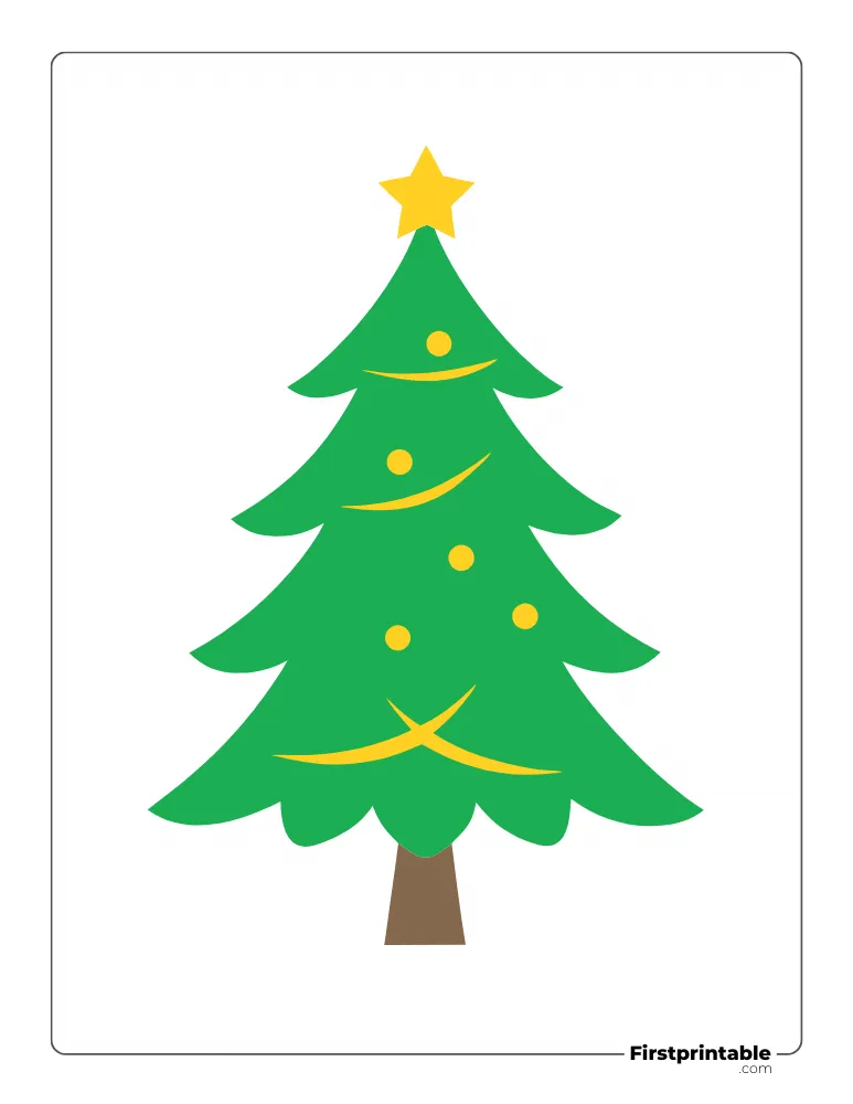 Decorated Xmas Tree Template - Large Colored