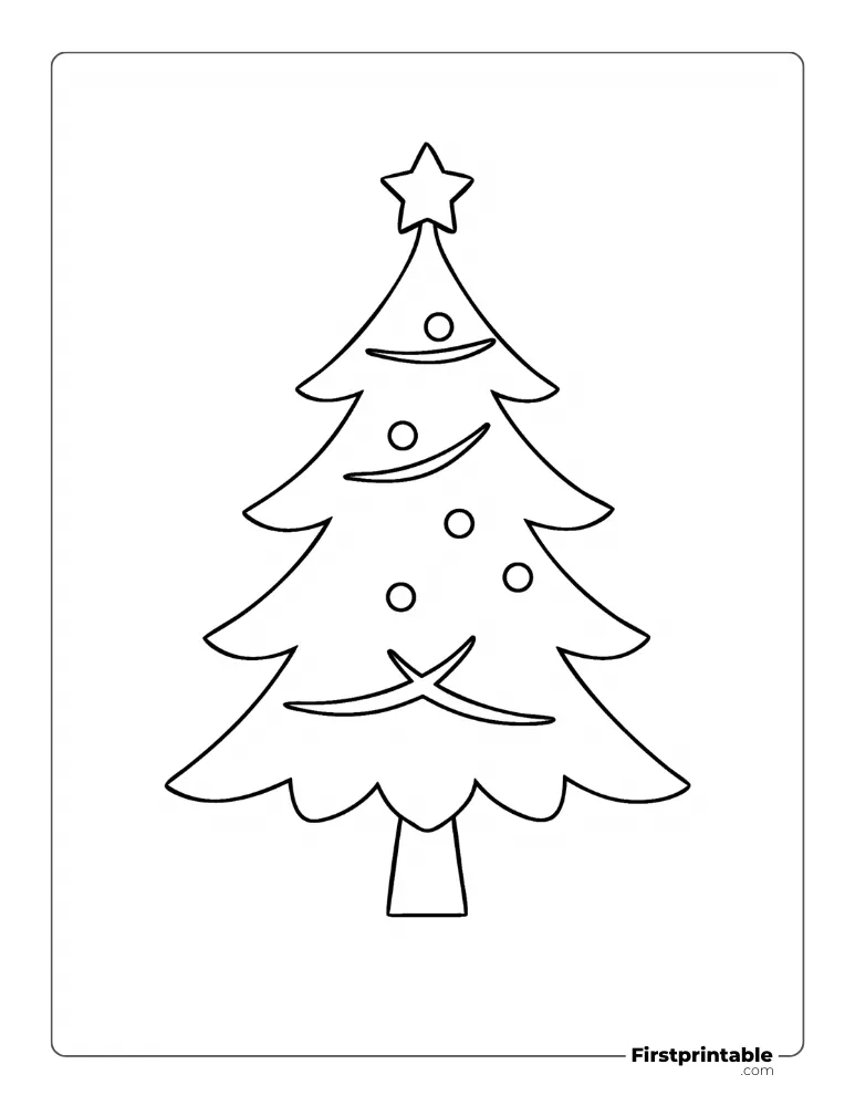 Decorated Xmas Tree Template - Large Outline