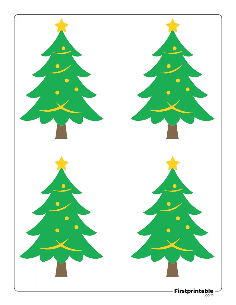 Decorated Xmas Tree Template - Small Colored