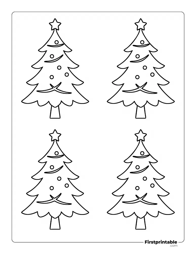 Decorated Xmas Tree Template - Small Outline