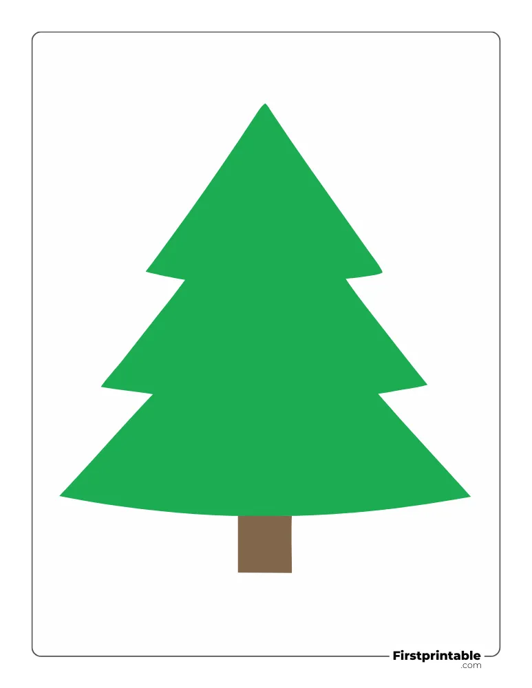 Easy Christmas Tree Template - Large Colored