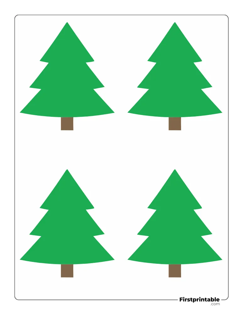 Easy Christmas Tree Template - Small Colored