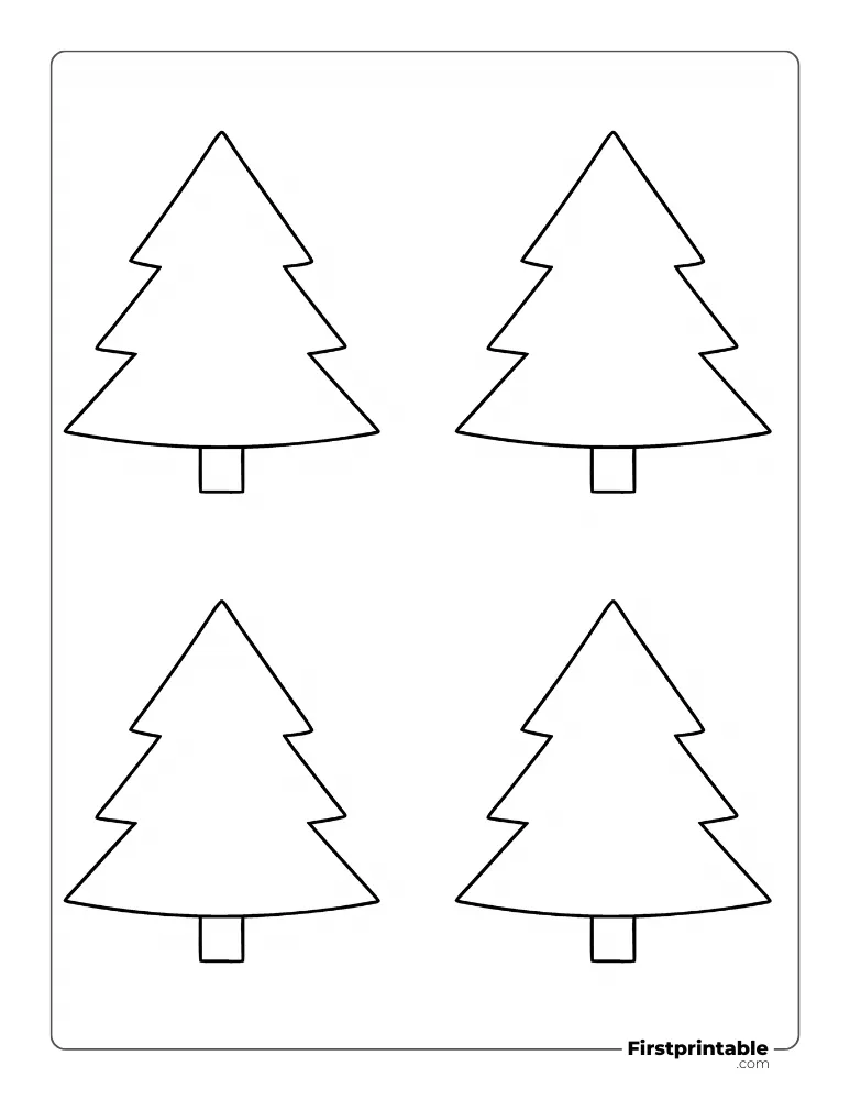 Easy Christmas Tree Template - Small Outline