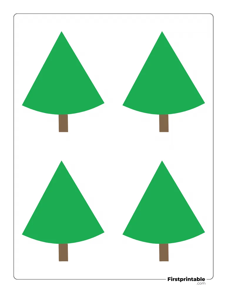 Easy Conical Xmas Tree Template - Small Colored