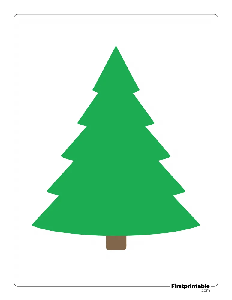 Fir Christmas Tree Template - Large Colored