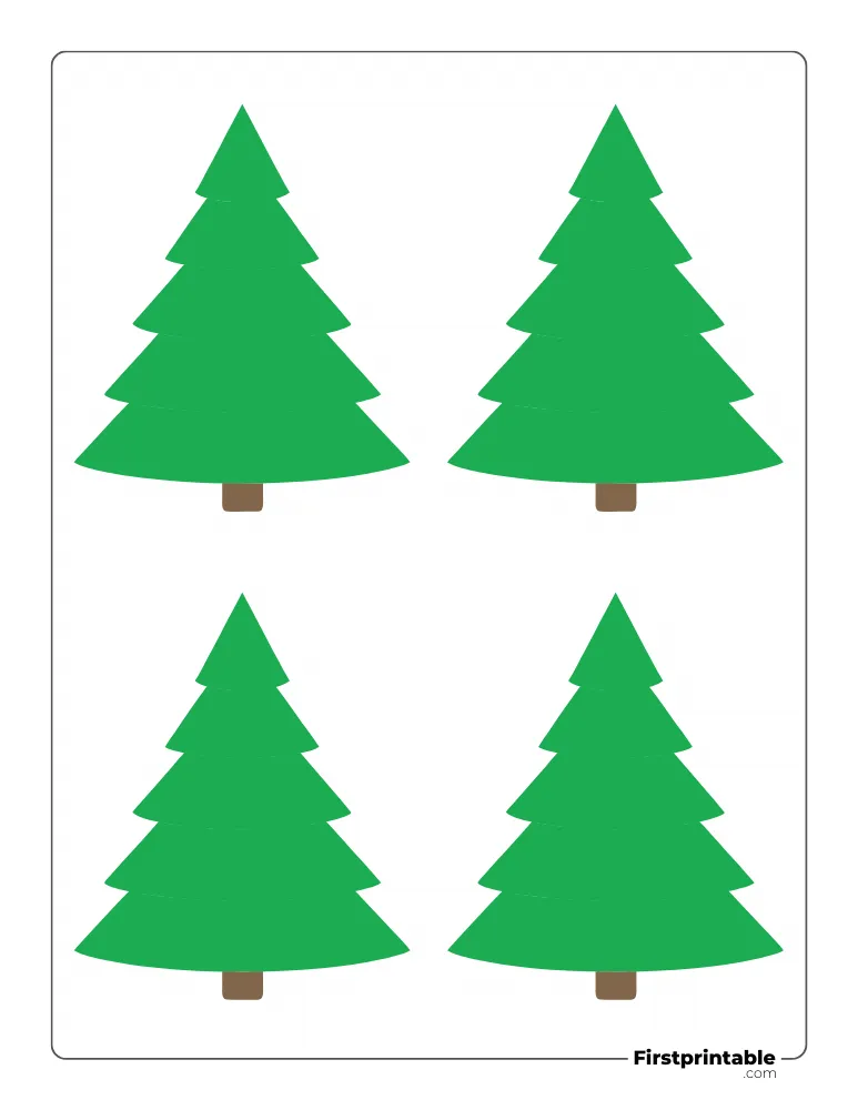 Fir Christmas Tree Template - Small Colored