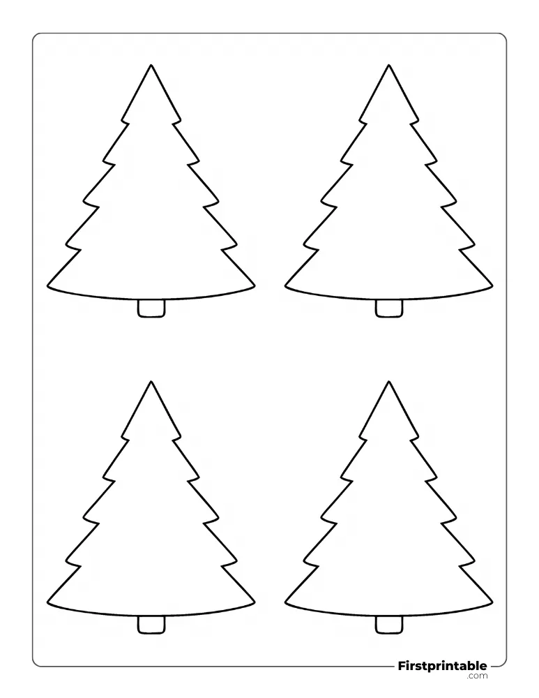 Fir Christmas Tree Template - Small Outline