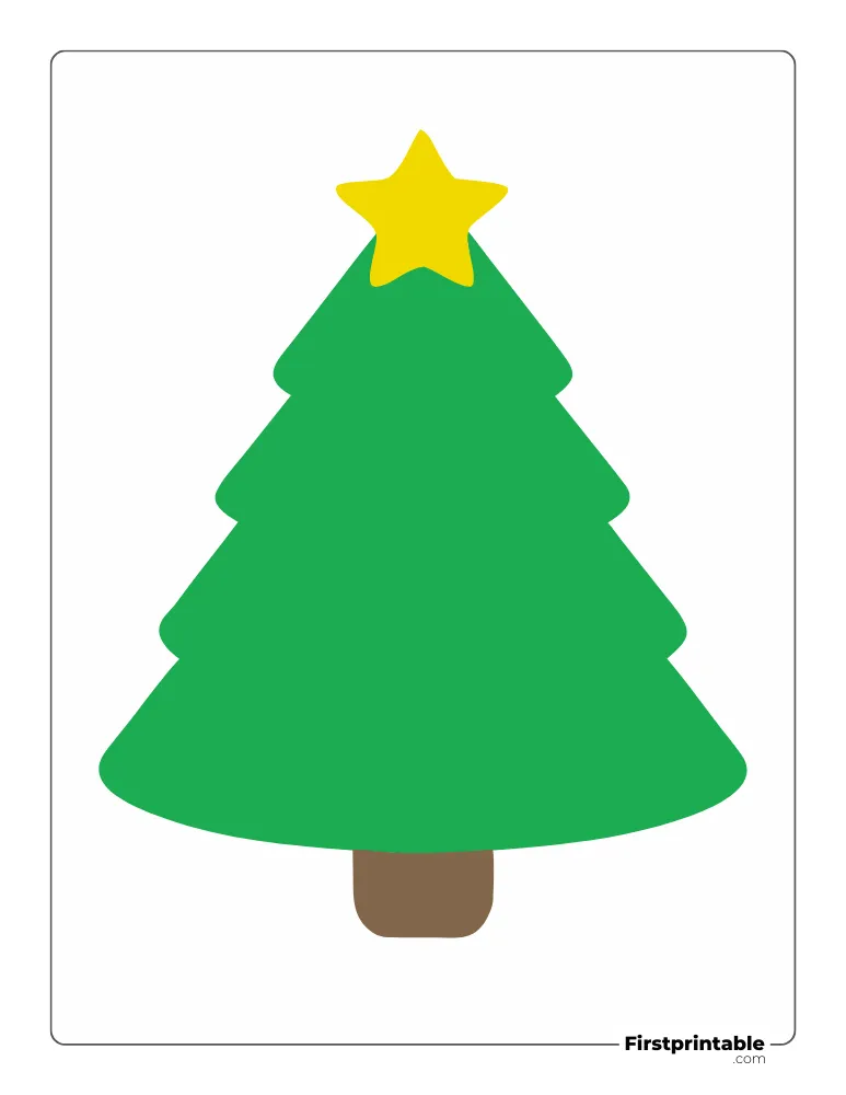 Fluffy Christmas Tree Template - Large Colored