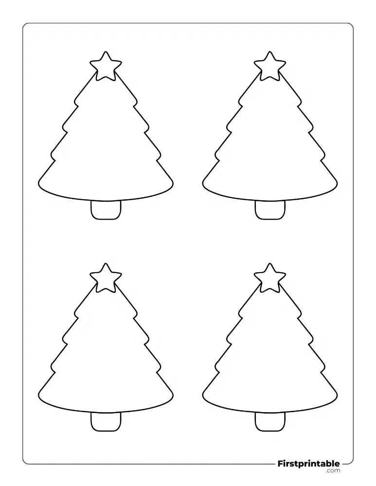 Fluffy Christmas Tree Template - Small Outline