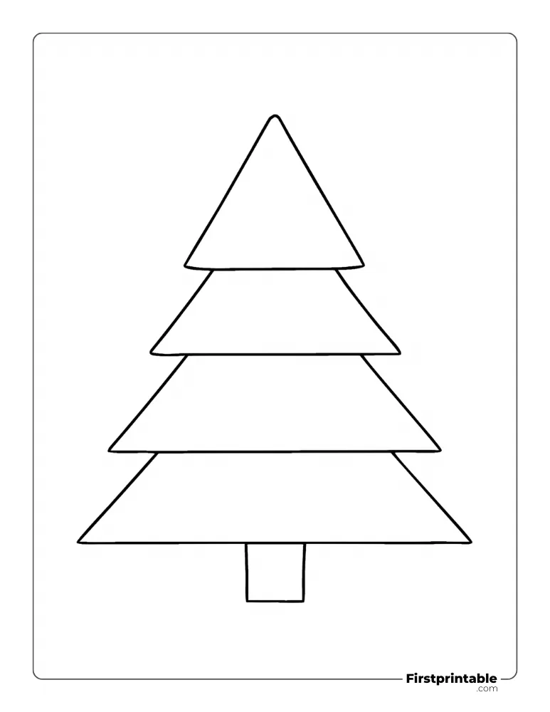 Four Tiered Xmas Tree Template - Large Outline