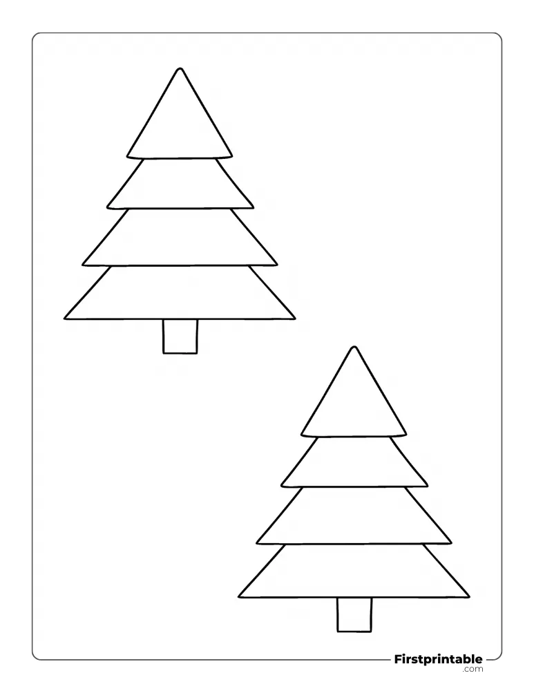 4 Tiered Xmas Tree Template - Medium Outline