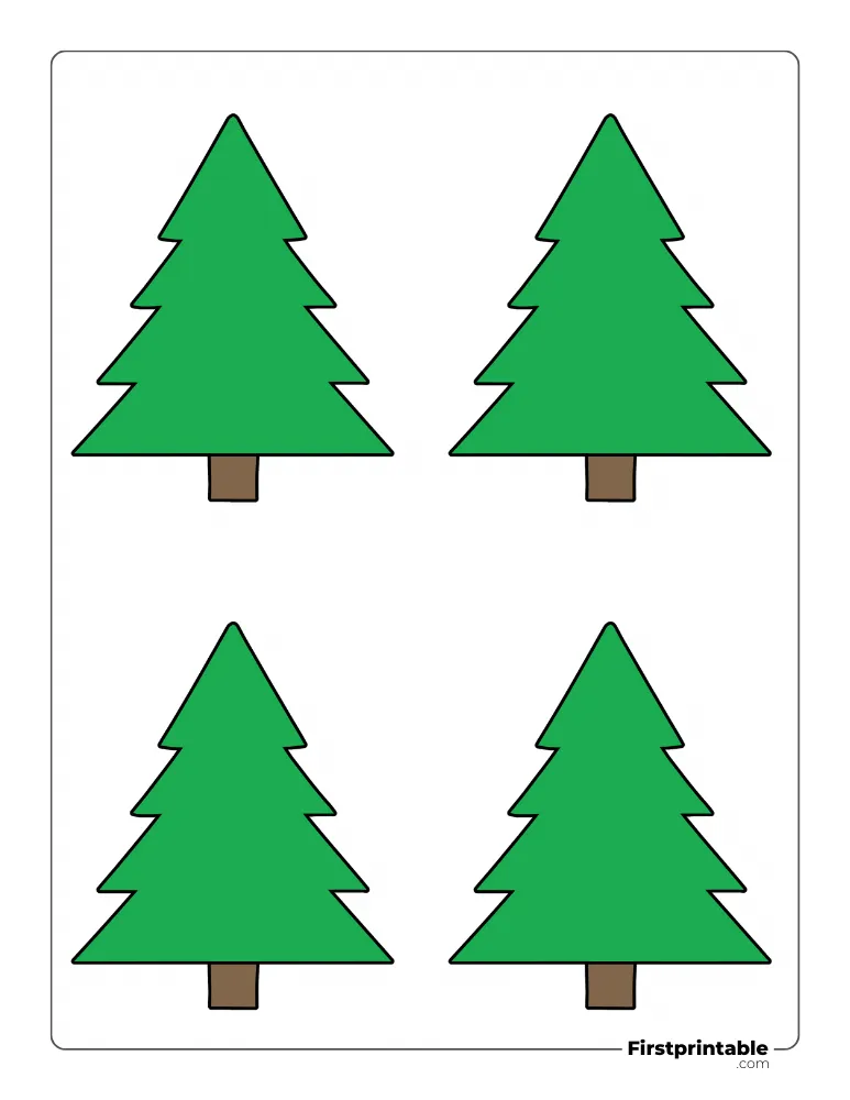 Four Tiered Xmas Tree Template - Small Colored
