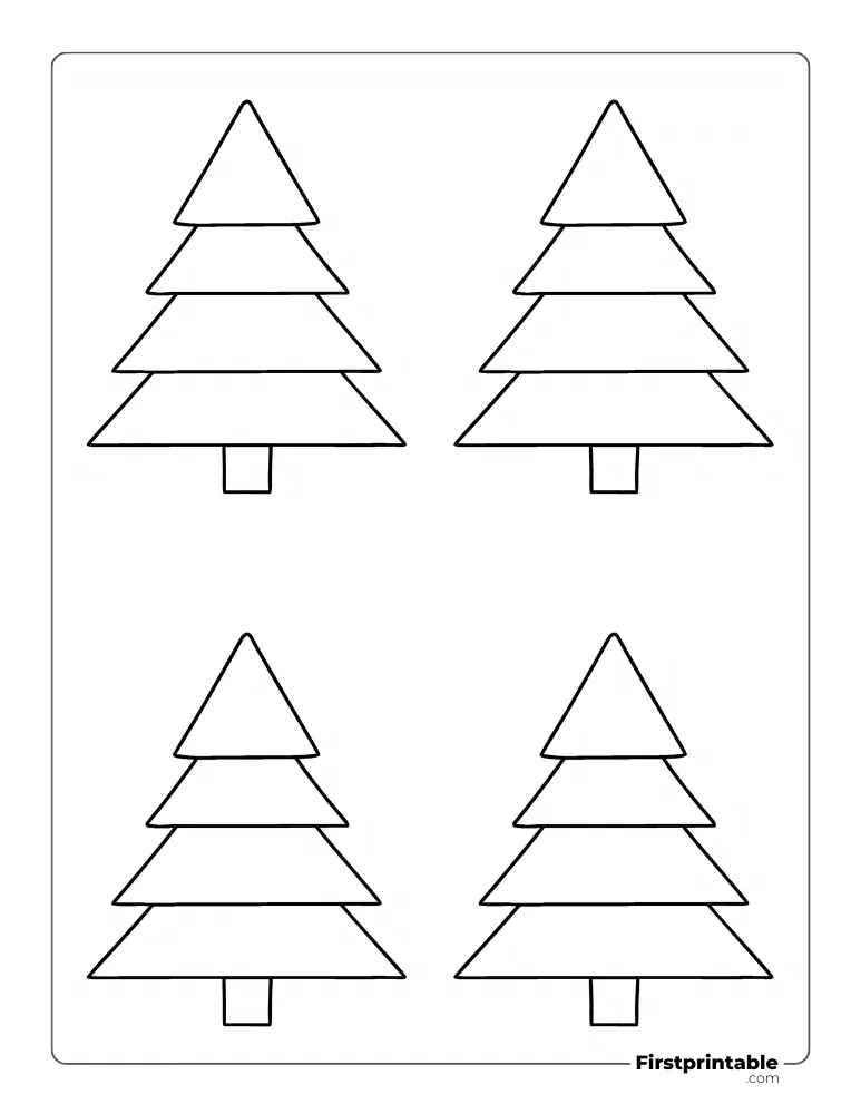 Four Tiered Xmas Tree Template - Small Outline
