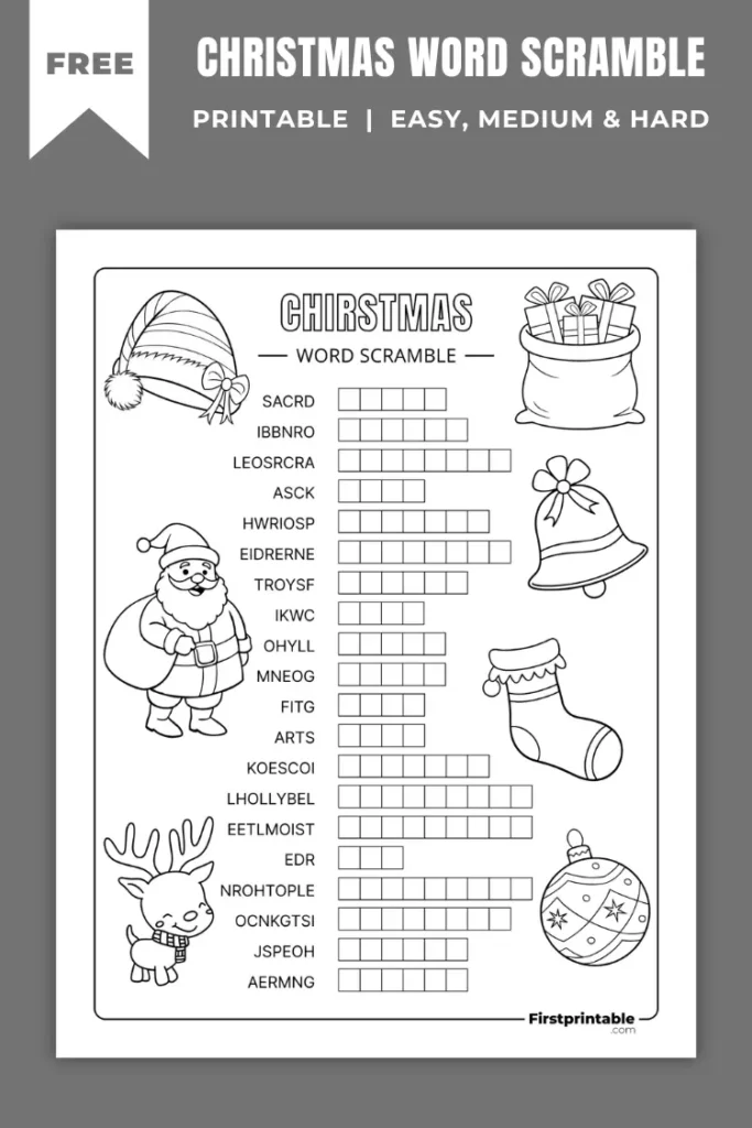 Christmas Word Scramble | Free PDF Printables