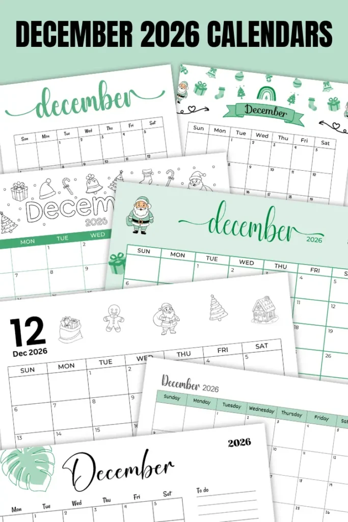 December 2026 Calendars | 40 Free Printable PDF