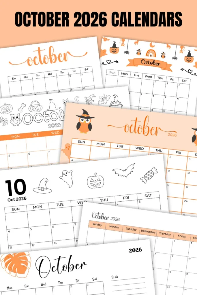 October 2026 Calendars | 40 Free Printable PDF