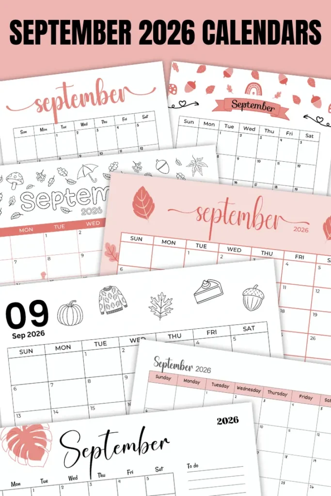 September 2026 Calendars | 40 Free Printable PDF