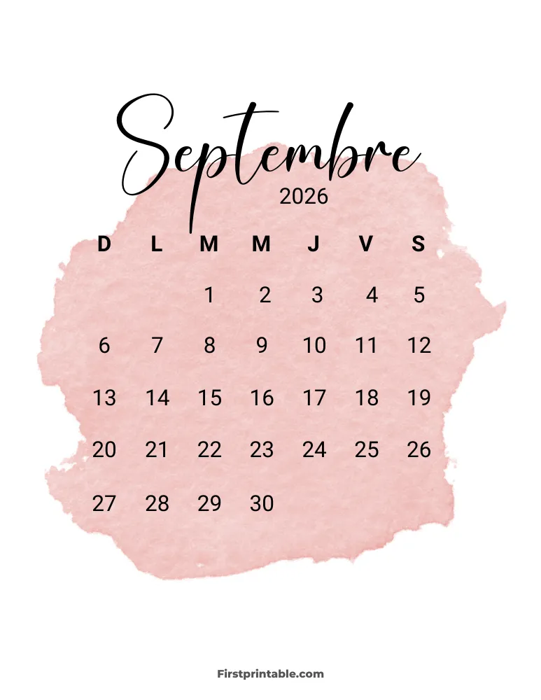 French Printable September Calendar 2026 Template 47
