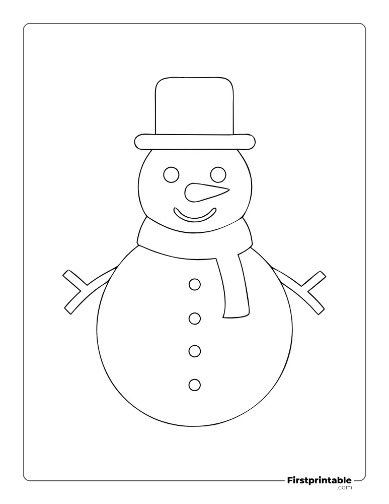 Happy Snowman Template - Large Outline