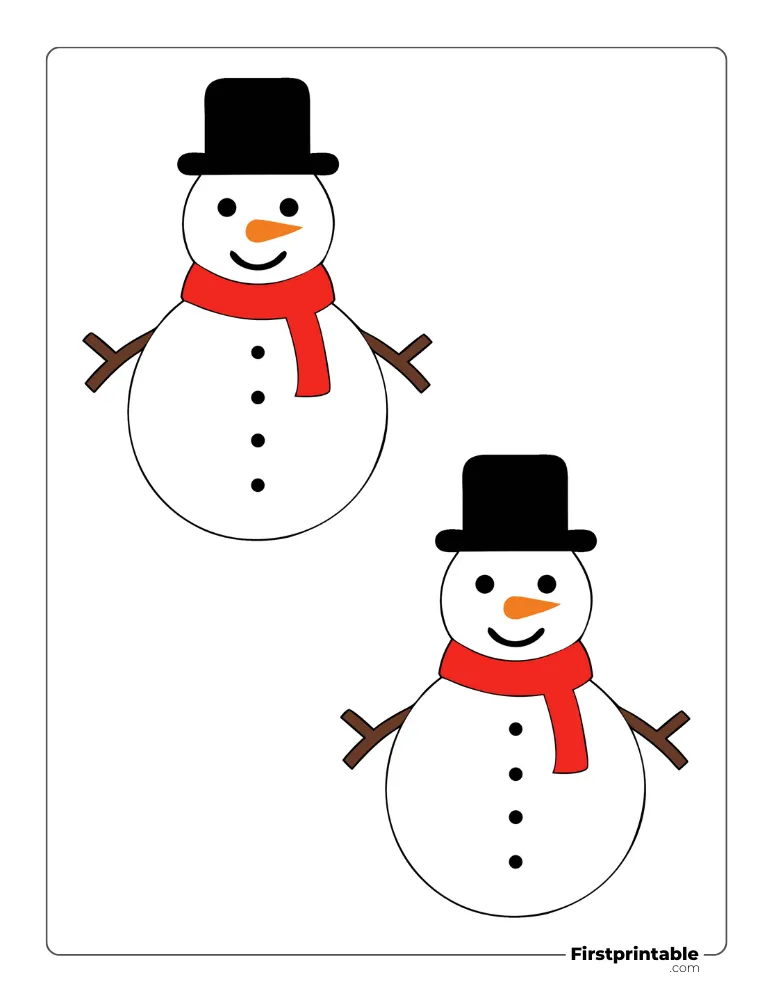 Snowman Template - Medium Colored