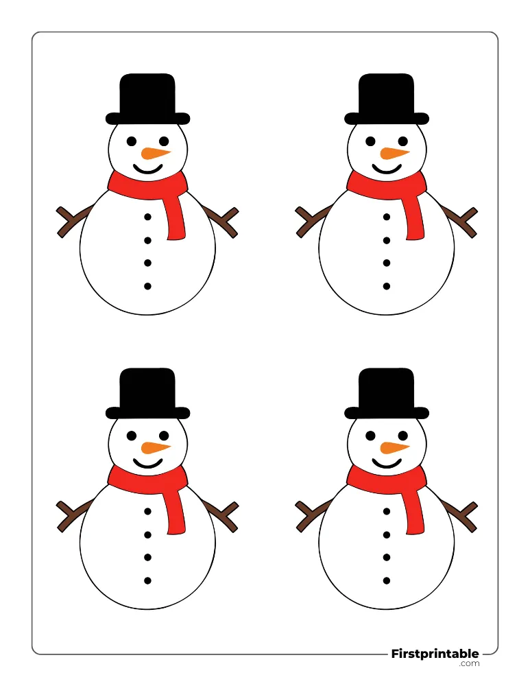 Happy Snowman Template - Small Colored