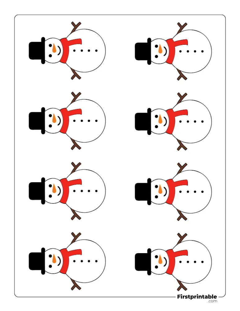 Happy Snowman Template - XS Colored