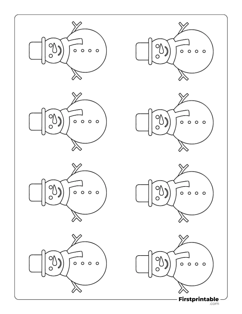 Happy Snowman Template - XS Outline